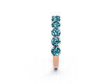Rose gold Round Blue Topaz Shared Prong Eternity Band_8