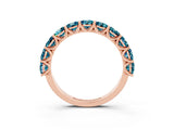 Rose gold Round Blue Topaz Shared Prong Eternity Band_9
