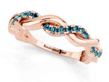 Rose gold Round Blue Topaz Twist Eternity Band with Pavé Setting_7