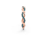 Rose gold Round Blue Topaz Twist Eternity Band with Pavé Setting_8