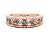 Rose gold Round Blue Topaz Twist Milgrain Band with Bezel Setting_12