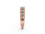 Rose gold Round Blue Topaz Twist Milgrain Band with Bezel Setting_14