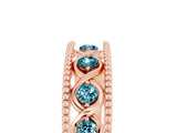 Rose gold Round Blue Topaz Twist Milgrain Band with Bezel Setting_17
