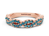 Rose gold Round Blue Topaz Twisted Eternity Band with Pavé and Shared Prong Setting_18