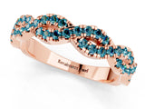 Rose gold Round Blue Topaz Twisted Eternity Band with Pavé and Shared Prong Setting_19