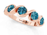 Rose gold Round Blue Topaz Wave Band with Channel Setting and Shared Prongs_7