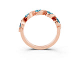 Rose gold Round Blue Topaz Wave Band with Channel Setting and Shared Prongs_9
