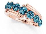 Rose gold Round Blue Topaz Wave Band with Channel and Shared Prong Setting_19