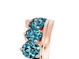 Rose gold Round Blue Topaz Wave Band with Channel and Shared Prong Setting_23
