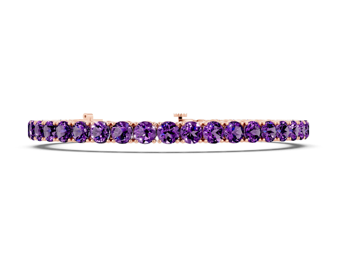 Rose gold Round Brilliant Amethyst Tennis Bracelet with Prong Setting_4