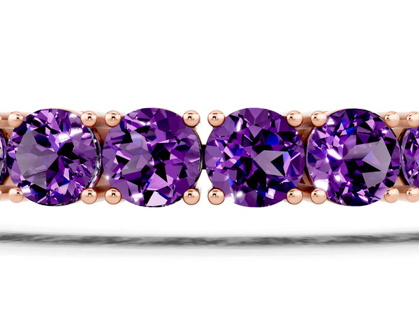 Rose gold Round Brilliant Amethyst Tennis Bracelet with Prong Setting