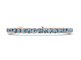 Rose gold Round Brilliant Aquamarine Tennis Bracelet with Prong Setting_4
