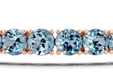 Rose gold Round Brilliant Aquamarine Tennis Bracelet with Prong Setting_5