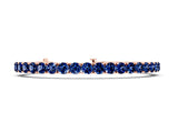 Rose gold Round Brilliant Blue Sapphire Tennis Bracelet with Prong Setting_4
