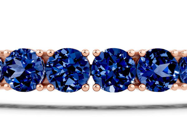 Rose gold Round Brilliant Blue Sapphire Tennis Bracelet with Prong Setting