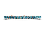 Rose gold Round Brilliant Blue Topaz Tennis Bracelet with Prong Setting_4