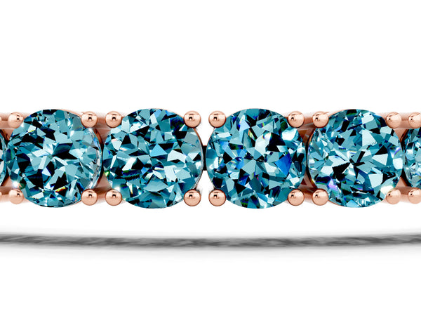 Rose gold Round Brilliant Blue Topaz Tennis Bracelet with Prong Setting