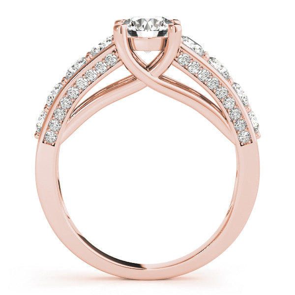Rose gold Round Brilliant Channel-Set Diamond Engagement Ring with Split Shank and Four-Prong Setting 2