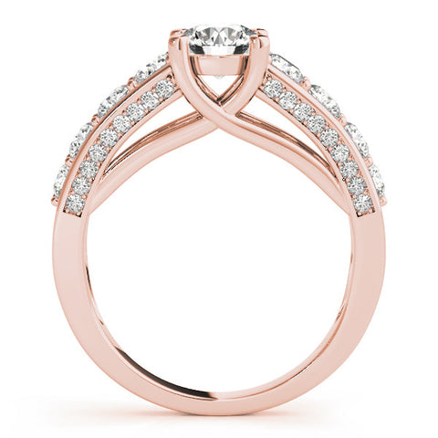 Rose gold Round Brilliant Channel-Set Diamond Engagement Ring with Split Shank and Four-Prong Setting 2