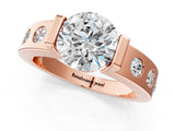 Rose gold Round Brilliant Channel-Set Diamond Ring with Bezel Prong Setting_15