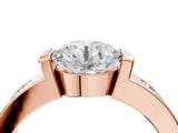 Rose gold Round Brilliant Channel-Set Diamond Ring with Bezel Prong Setting_18