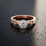 Rose gold Round Brilliant Channel-Set Diamond Ring with Bezel Prong Setting_9