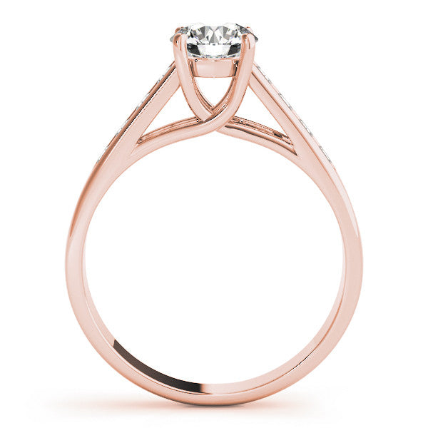 Rose gold Round Brilliant Channel-Set Solitaire Ring with Four-Prong Setting 2