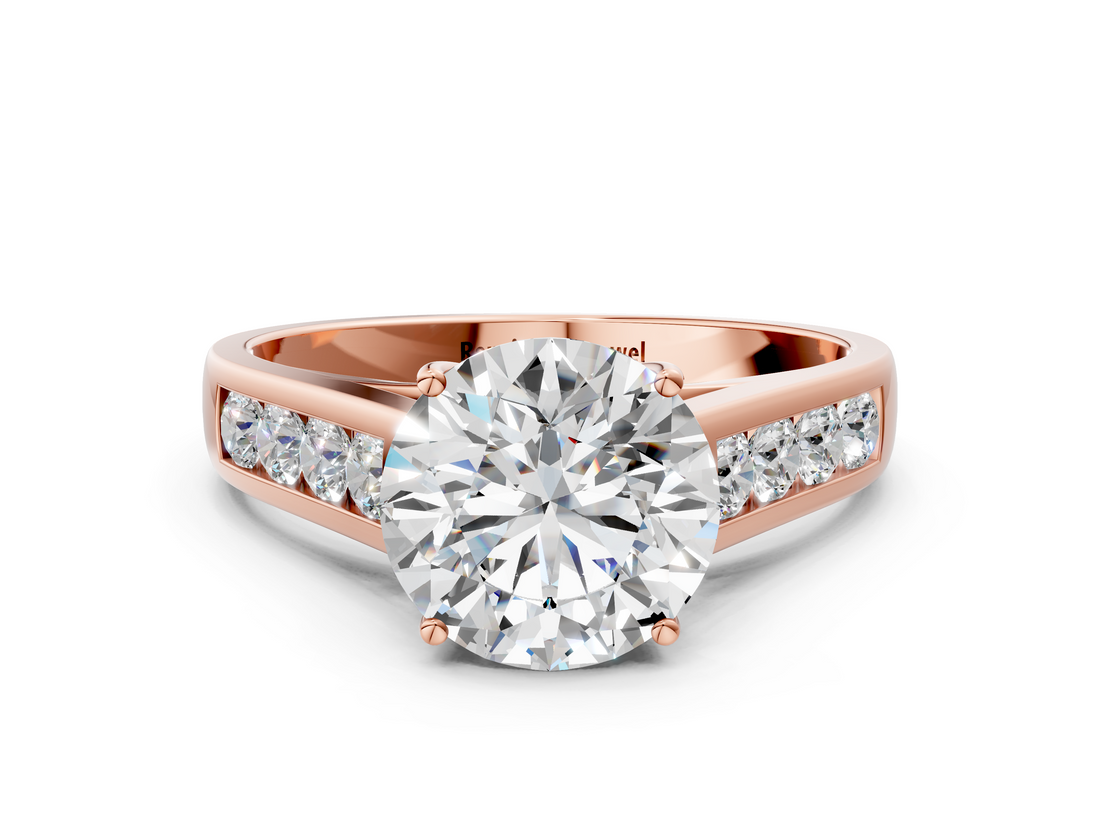 Rose gold Round Brilliant Channel-Set Solitaire Ring with Four-Prong Setting_40