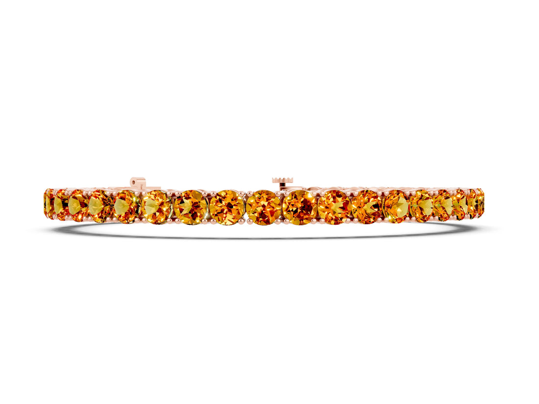 Rose gold Round Brilliant Citrine Tennis Bracelet with Prong Setting_4