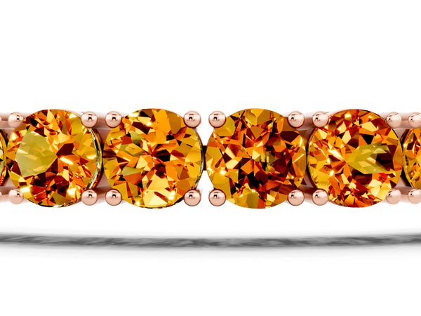 Rose gold Round Brilliant Citrine Tennis Bracelet with Prong Setting