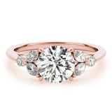 Rose gold Round Brilliant Cluster Diamond Ring with Marquise and Round Cut Stones on a Classic Band with Four-Prong Setting 1