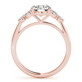 Rose gold Round Brilliant Cluster Diamond Ring with Marquise and Round Cut Stones on a Classic Band with Four-Prong Setting 2