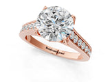 Rose gold Round Brilliant Cut Diamond Engagement Ring with Pavé Band and Four-Prong Setting_62