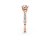 Rose gold Round Brilliant Cut Diamond Engagement Ring with Pavé Band and Four-Prong Setting_63