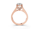 Rose gold Round Brilliant Cut Diamond Engagement Ring with Pavé Band and Four-Prong Setting_64