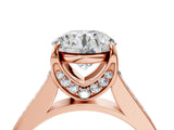 Rose gold Round Brilliant Cut Diamond Engagement Ring with Pavé Band and Four-Prong Setting_65