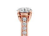 Rose gold Round Brilliant Cut Diamond Engagement Ring with Pavé Band and Four-Prong Setting_66