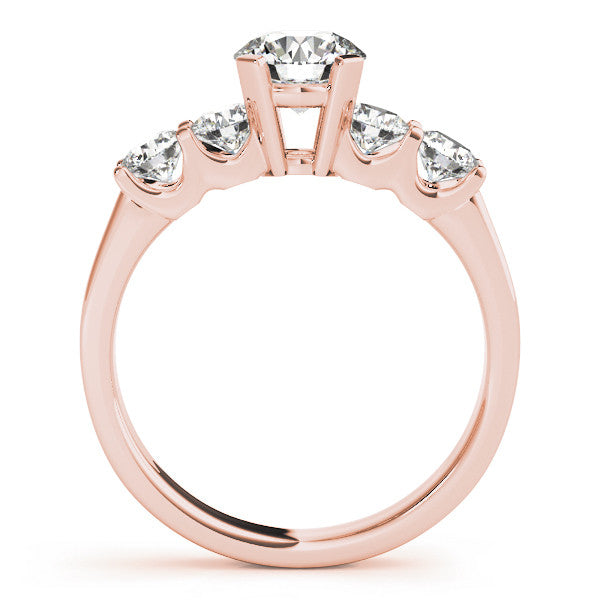 Rose gold Round Brilliant Cut Diamond Five-Stone Prong Set Engagement Ring with Channel Band 2