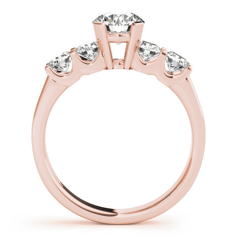 Rose gold Round Brilliant Cut Diamond Five-Stone Prong Set Engagement Ring with Channel Band 2