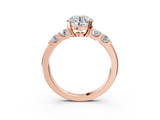 Rose gold Round Brilliant Cut Diamond Five-Stone Prong Set Engagement Ring with Channel Band_26