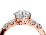 Rose gold Round Brilliant Cut Diamond Five-Stone Prong Set Engagement Ring with Channel Band_27