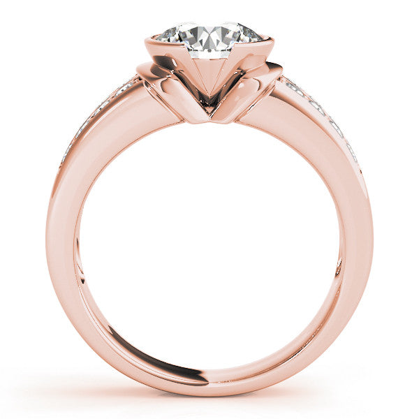 Rose gold Round Brilliant Diamond Channel Set Wide Band Ring with Bezel Setting 2