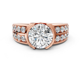 Rose gold Round Brilliant Diamond Channel Set Wide Band Ring with Bezel Setting_24