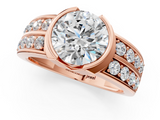 Rose gold Round Brilliant Diamond Channel Set Wide Band Ring with Bezel Setting_25
