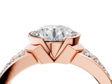 Rose gold Round Brilliant Diamond Channel Set Wide Band Ring with Bezel Setting_28