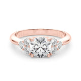Rose gold Round Brilliant Diamond Cluster Accent Solitaire Ring with Prong Setting 1