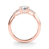 Rose gold Round Brilliant Diamond Cluster Accent Solitaire Ring with Prong Setting 2