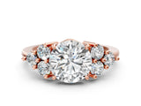 Rose gold Round Brilliant Diamond Cluster Accent Solitaire Ring with Prong Setting_15