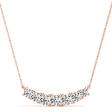 Rose gold Round Brilliant Diamond Curved Bar Necklace with Prong Setting