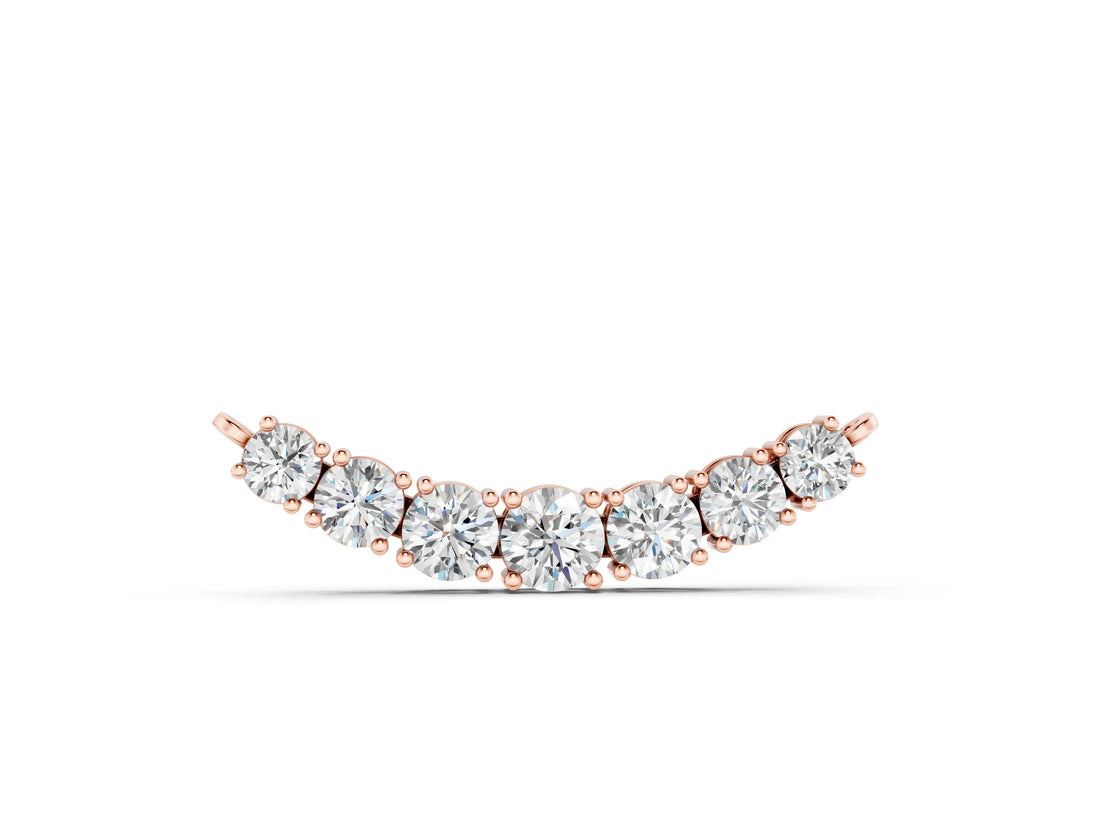 Rose gold Round Brilliant Diamond Curved Bar Necklace with Prong Setting_2